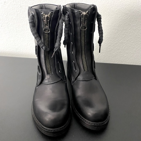 Free People New Vintage Foundry Filo Leather Biker Boots Black Moto NWOT - Picture 7 of 12